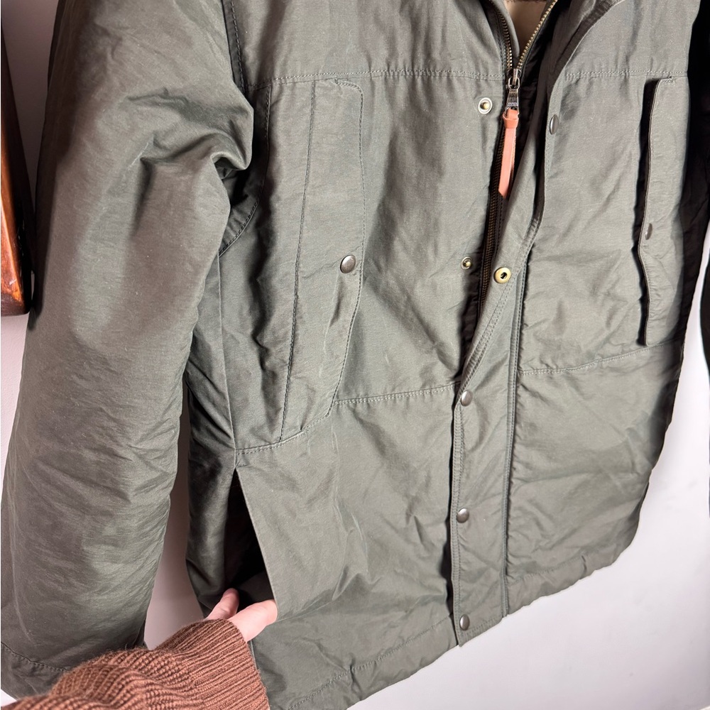 Banana Republic Men’s Parka Jacket Medium Olive Green Hooded Quilted Lined - Picture 4 of 8